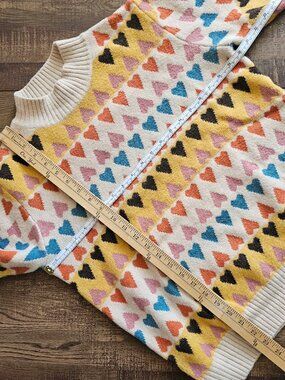 Jayley Collection Love Heart Crewneck Cashmere & Banana Peel Jumper Sweater, OS